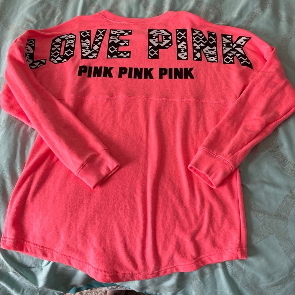 Victoria’s Secret pink Aztec varsity crew